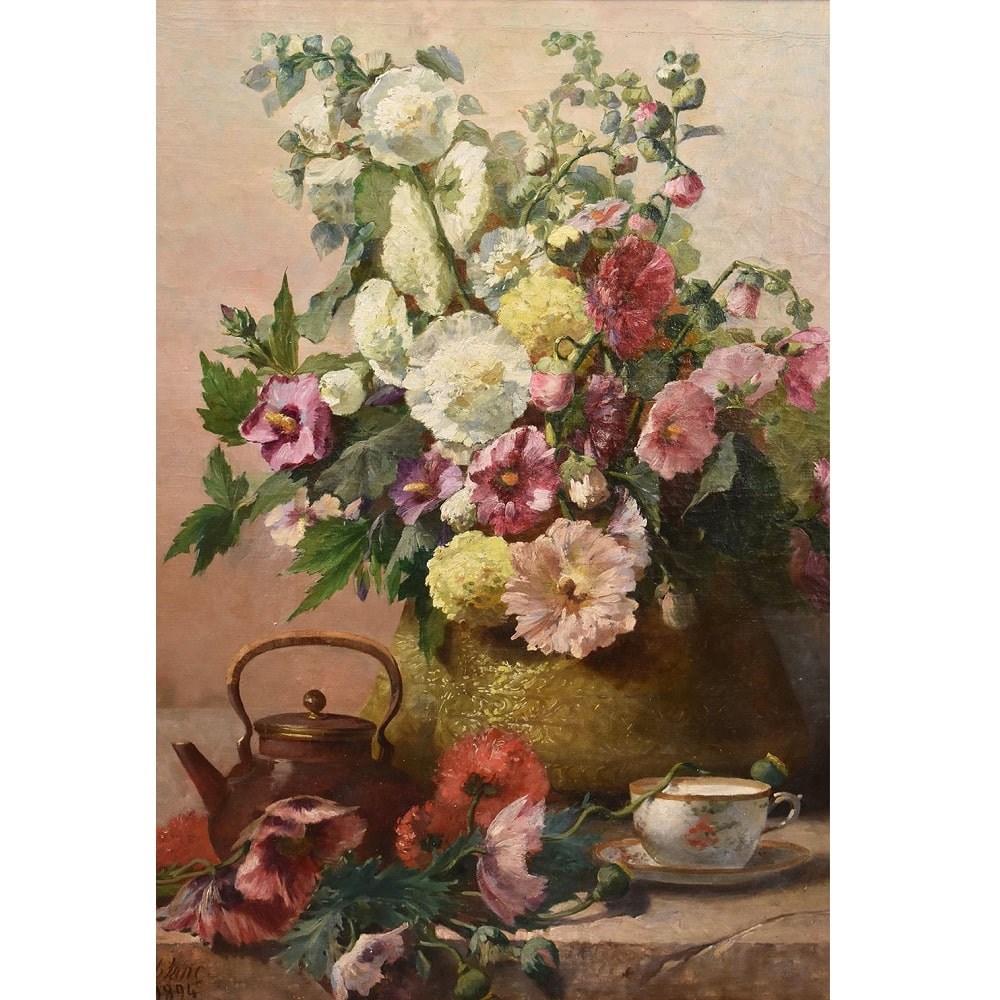 QF648 1 antique floral painting still life flower oil painting XIX.jpg